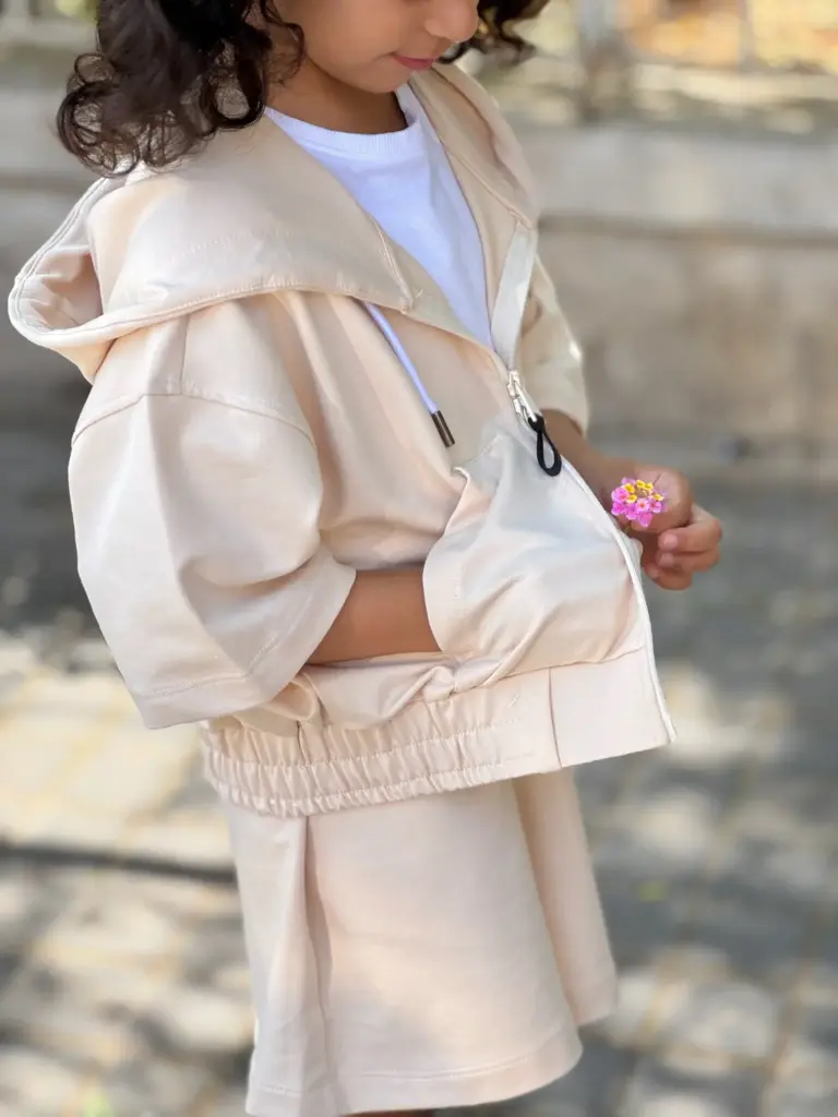Farfasheh Shorts Set Girls (Beige, 5-6)