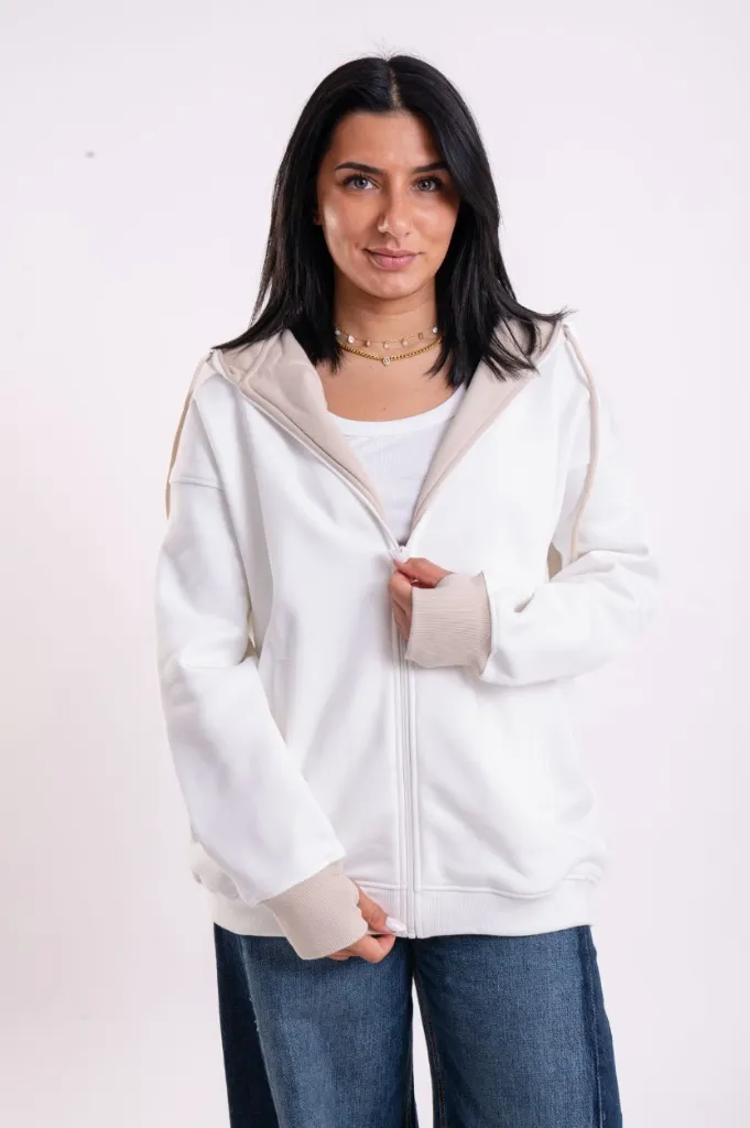 Dafa Zip-up Sweatshirt (Creamy White, XXS)